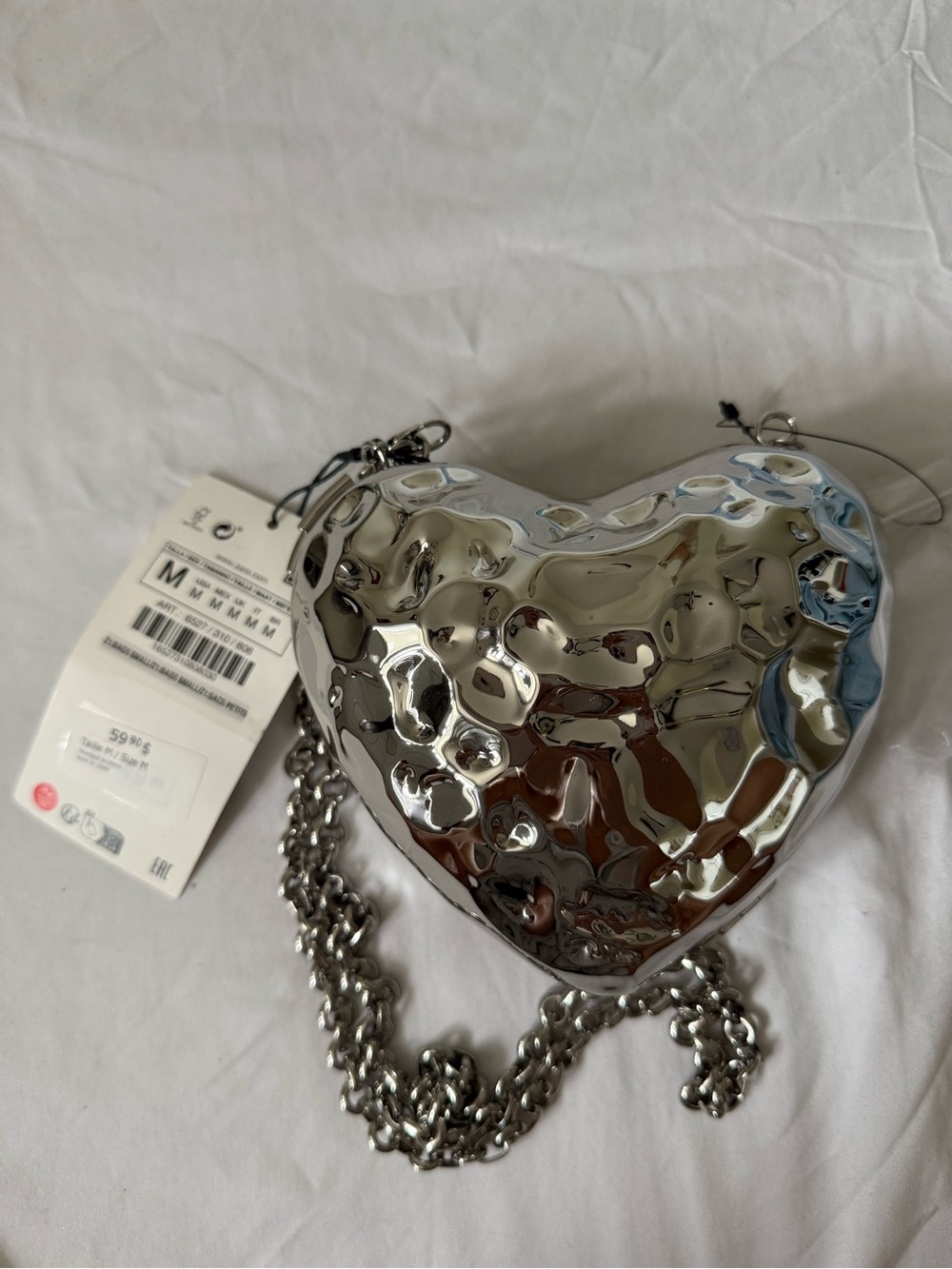 Metallic Silver Heart Crossbody Bag - Zara